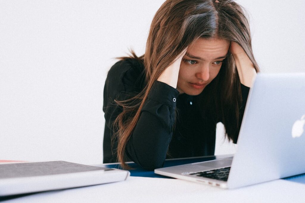 woman stressed at work